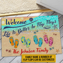Load image into Gallery viewer, Beach House Better In Flip Flops Custom Doormat