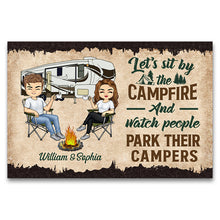 Load image into Gallery viewer, Let's Sit By The Campfire Husband Wife Camping - Couple Gift - Personalized Custom Doormat
