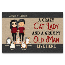 Load image into Gallery viewer, A Crazy Cat Lady and A Grumpy Old Man - Couple Gift - Personalized Custom Doormat