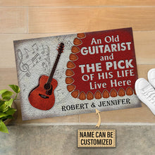 Load image into Gallery viewer, Personalized Acoustic Old Couple Live Here Customized Doormat