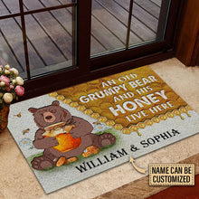 Load image into Gallery viewer, Personalized Bear And His Honey Bee Live Here Customized Doormat