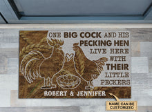 Load image into Gallery viewer, Personalized Chicken Couple Live Here Doormat