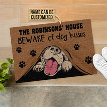 Load image into Gallery viewer, Personalized Dog Beware Of Kisses Customized Doormat