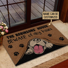 Load image into Gallery viewer, Personalized Dog Beware Of Kisses Customized Doormat