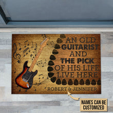 Load image into Gallery viewer, Personalized Guitar Old Couple Live Here Customized Doormat