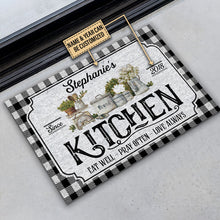 Load image into Gallery viewer, Personalized Kitchen Love Always Black And White Custom Doormat