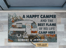 Load image into Gallery viewer, Personalized Camping Happy Camper Live Here Customized Doormat