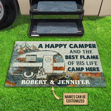 Load image into Gallery viewer, Personalized Camping Happy Camper Live Here Customized Doormat