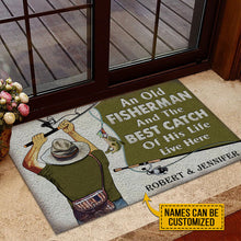 Load image into Gallery viewer, Personalized Fishing Old Couple Live Here Customized Doormat