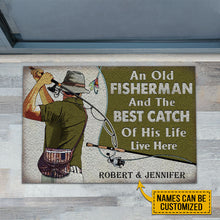 Load image into Gallery viewer, Personalized Fishing Old Couple The Best Catch Live Here Customized Doormat