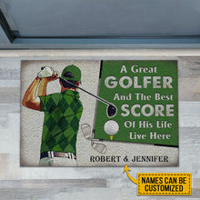 Load image into Gallery viewer, Personalized Golf Green Couple Golfer Best Score Live Customized Doormat