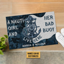Load image into Gallery viewer, Personalized Sailor Nauti Girl Bad Buoy Customized Doormat