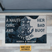 Load image into Gallery viewer, Personalized Sailor Nauti Girl Bad Buoy Customized Doormat