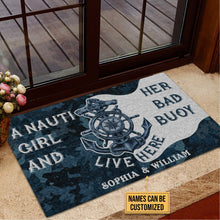 Load image into Gallery viewer, Personalized Sailor Nauti Girl Bad Buoy Customized Doormat