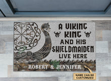 Load image into Gallery viewer, Personalized Viking King And Shieldmaiden Doormat
