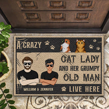 Load image into Gallery viewer, Cat Lovers Crazy Cat Lady And Grumpy Old Man Live Here - Personalized Custom Doormat