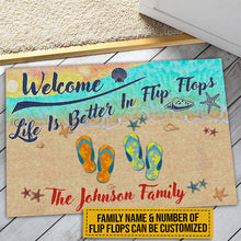 Load image into Gallery viewer, Beach House Better In Flip Flops Custom Doormat
