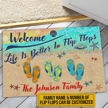 Load image into Gallery viewer, Beach House Better In Flip Flops Custom Doormat
