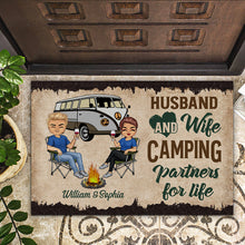 Load image into Gallery viewer, Let's Sit By The Campfire Husband Wife Camping - Couple Gift - Personalized Custom Doormat
