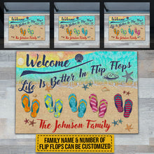 Load image into Gallery viewer, Beach House Better In Flip Flops Custom Doormat
