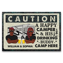 Load image into Gallery viewer, Camping Couple Drinking Buddies - Couple Gift - Personalized Custom Doormat
