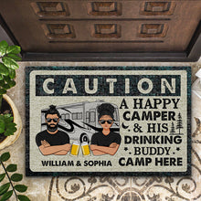 Load image into Gallery viewer, Camping Couple Drinking Buddies - Couple Gift - Personalized Custom Doormat
