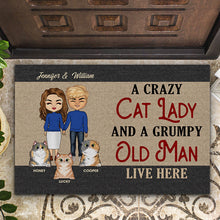 Load image into Gallery viewer, A Crazy Cat Lady and A Grumpy Old Man - Couple Gift - Personalized Custom Doormat
