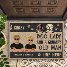 Load image into Gallery viewer, Dog Lovers Crazy Dog Lady And Grumpy Old Man Live Here - Personalized Custom Doormat
