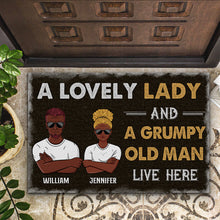 Load image into Gallery viewer, Family Couple A Lovely Lady And A Grumpy Old Man Live Here - Personalized Custom Doormat
