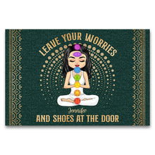 Load image into Gallery viewer, Leave Your Worries &amp; Shoes - Gift For Yoga Lovers - Personalized Custom Doormat
