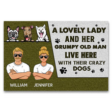 Load image into Gallery viewer, Dog Lovers Family Couple Lovely Lady Live Here And Her Grumpy Old Man - Personalized Custom Doormat
