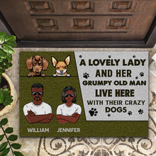 Load image into Gallery viewer, Dog Lovers Family Couple Lovely Lady Live Here And Her Grumpy Old Man - Personalized Custom Doormat

