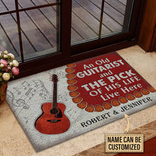 Load image into Gallery viewer, Personalized Acoustic Old Couple Live Here Customized Doormat
