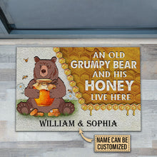 Load image into Gallery viewer, Personalized Bear And His Honey Bee Live Here Customized Doormat
