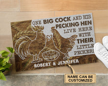 Load image into Gallery viewer, Personalized Chicken Couple Live Here Doormat

