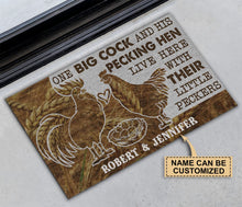 Load image into Gallery viewer, Personalized Chicken Couple Live Here Doormat
