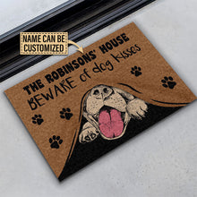 Load image into Gallery viewer, Personalized Dog Beware Of Kisses Customized Doormat
