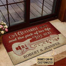 Load image into Gallery viewer, Personalized Guitar Red Old Couple Live Here Customized Doormat

