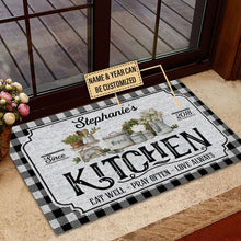 Load image into Gallery viewer, Personalized Kitchen Love Always Black And White Custom Doormat
