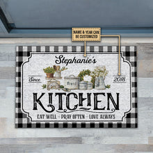 Load image into Gallery viewer, Personalized Kitchen Love Always Black And White Custom Doormat
