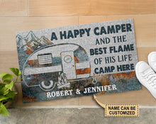 Load image into Gallery viewer, Personalized Camping Happy Camper Live Here Customized Doormat
