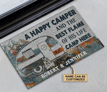 Load image into Gallery viewer, Personalized Camping Happy Camper Live Here Customized Doormat
