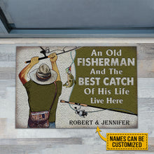 Load image into Gallery viewer, Personalized Fishing Old Couple Live Here Customized Doormat
