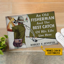 Load image into Gallery viewer, Personalized Fishing Old Couple The Best Catch Live Here Customized Doormat
