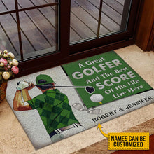 Load image into Gallery viewer, Personalized Golf Green Couple Golfer Best Score Live Customized Doormat
