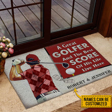 Load image into Gallery viewer, Personalized Golf Red Couple Golfer Best Score Live Customized Doormat
