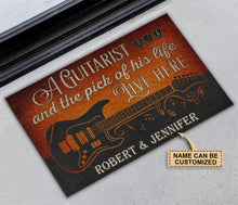 Load image into Gallery viewer, Personalized Guitarist And The Pick Live Here Customized Doormat
