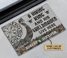 Load image into Gallery viewer, Personalized Viking King And Shieldmaiden Doormat
