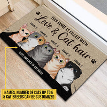 Load image into Gallery viewer, This Home Is Filled With Love &amp; Cat Hair Custom Doormat, Funny Cat Doormat, Home Decor, Cat Lovers Gift
