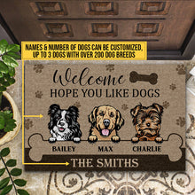 Load image into Gallery viewer, Welcome Hope You Like Dogs, Dog Welcome, Dog Lover Gift, Custom Doormat
